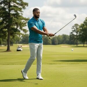 William Murray Mens Large Teal Topographic Map Golf Polo Shirt Short Sleeve EUC